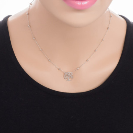 Ezüst nyaklánc - életfa, golyó, hossza 43 - 46 cm | Argento-ekszer.hu