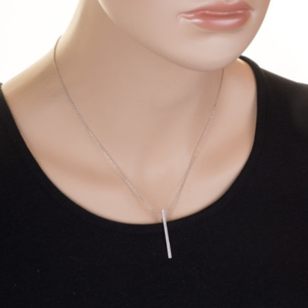Ezüst nyaklánc - átlátszó kerek cirkóniák, hossza 43 - 46 cm | Argento-ekszer.hu