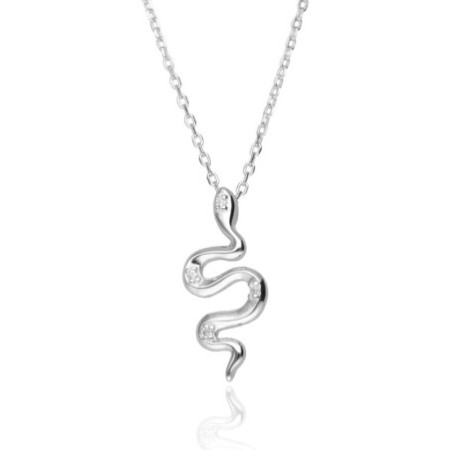 Ezüst nyaklánc - kígyó, átlátszó kerek cirkóniák, hossza 43 - 46 cm | Argento-ekszer.hu