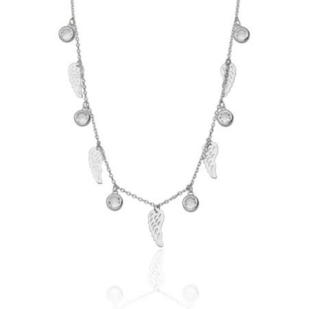 Ezüst nyaklánc - angyalszárny, átlátszó kerek cirkóniák, hossza 43 - 46 cm | Argento-ekszer.hu