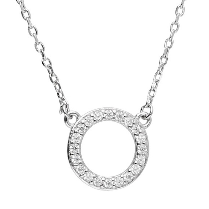 Ezüst nyaklánc - átlátszó kerek cirkóniák, hossza 43 - 46 cm | Argento-ekszer.hu