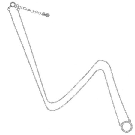 Ezüst nyaklánc - átlátszó kerek cirkóniák, hossza 43 - 46 cm | Argento-ekszer.hu
