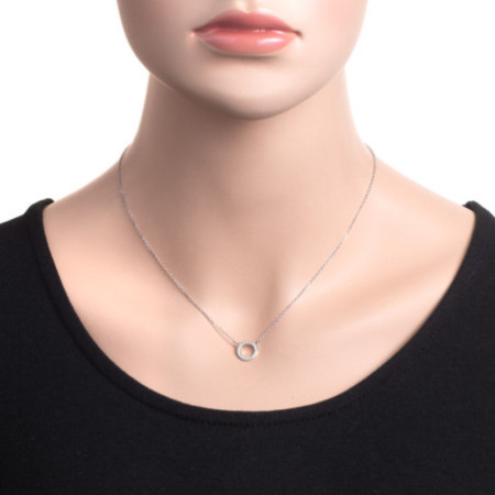 Ezüst nyaklánc - átlátszó kerek cirkóniák, hossza 43 - 46 cm | Argento-ekszer.hu