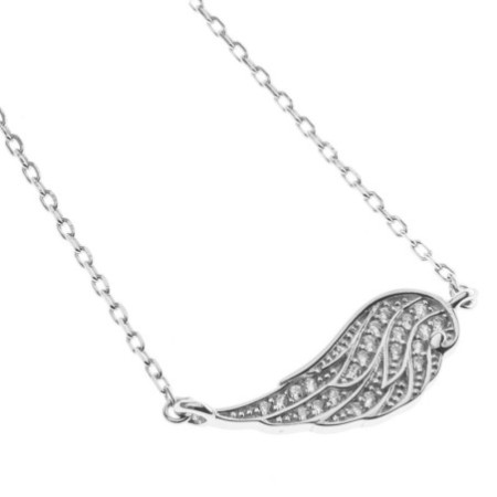 Ezüst nyaklánc - angyalszárny, átlátszó kerek cirkóniák, hossza 42 - 46 cm | Argento-ekszer.hu
