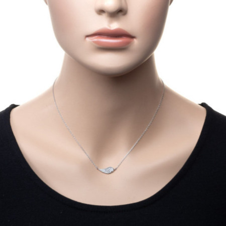 Ezüst nyaklánc - angyalszárny, átlátszó kerek cirkóniák, hossza 42 - 46 cm | Argento-ekszer.hu