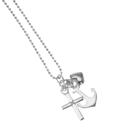 Ezüst nyaklánc - szív, horgony, kereszt, hossza 43 - 46 cm | Argento-ekszer.hu