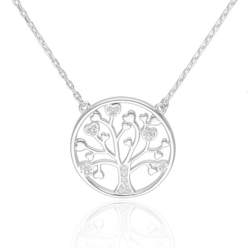 Ezüst nyaklánc - életfa, átlátszó kerek cirkóniák, hossza 42 - 46 cm | Argento-ekszer.hu Ezüst nyaklánc - életfa, átlátszó kerek cirkóniák, hossza 42 - 46 cm | Argento-ekszer.hu