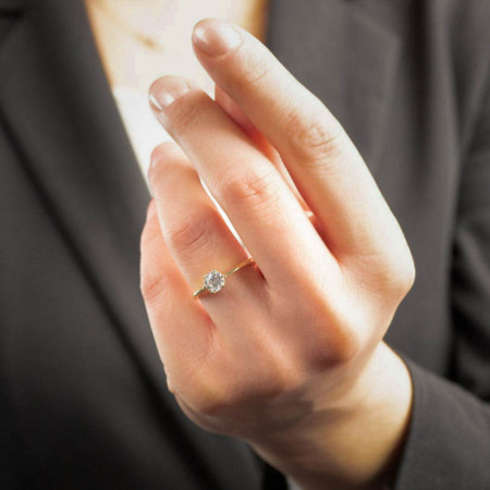 Aranyozott ezüst gyűrű - átlátszó kerek cirkónia | Argento-ekszer.hu