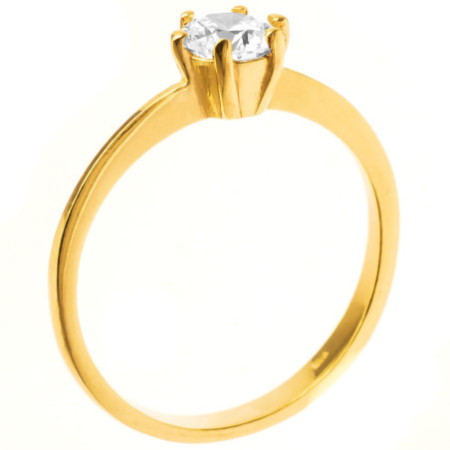 Aranyozott ezüst gyűrű - átlátszó kerek cirkónia | Argento-ekszer.hu