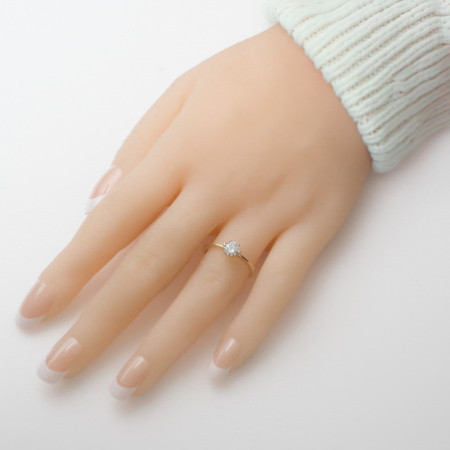 Aranyozott ezüst gyűrű - átlátszó kerek cirkónia | Argento-ekszer.hu