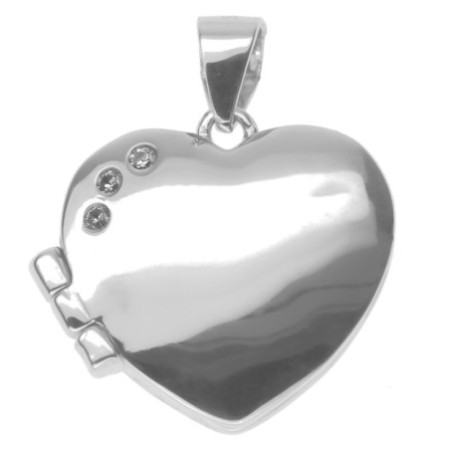 Ezüst medál fényképre - szív, átlátszó kerek cirkóniák | Argento-ekszer.hu