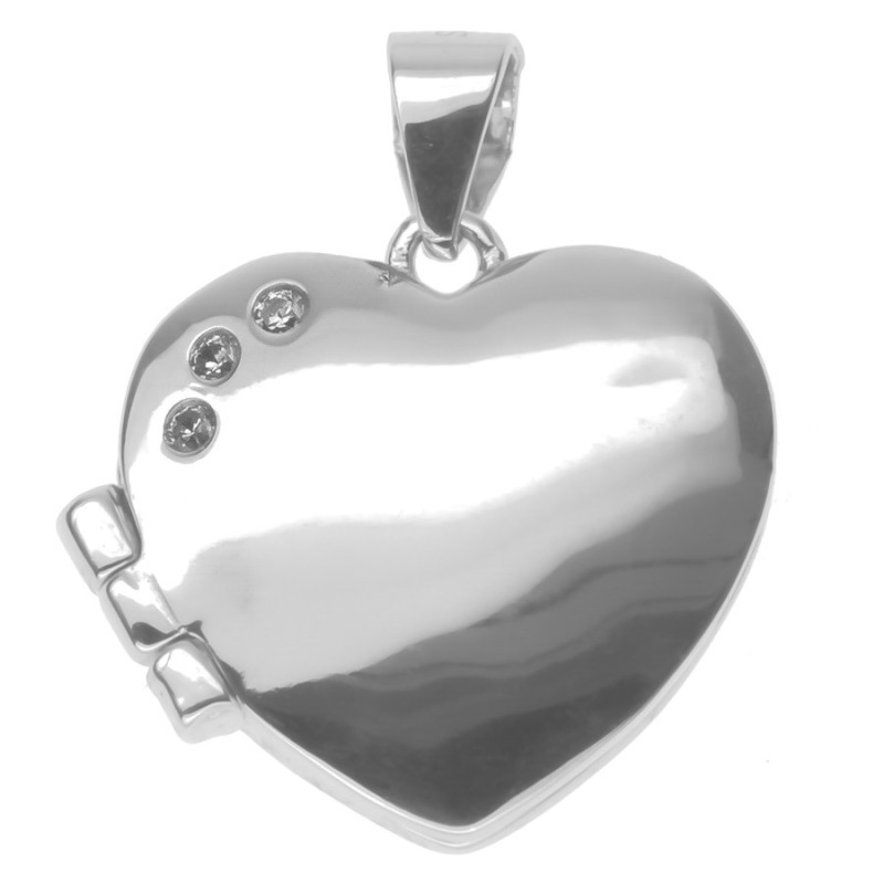 Ezüst medál fényképre - szív, átlátszó kerek cirkóniák | Argento-ekszer.hu