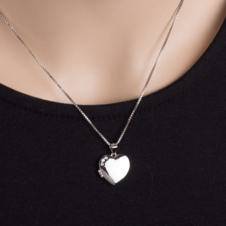 Ezüst medál fényképre - szív, átlátszó kerek cirkóniák | Argento-ekszer.hu