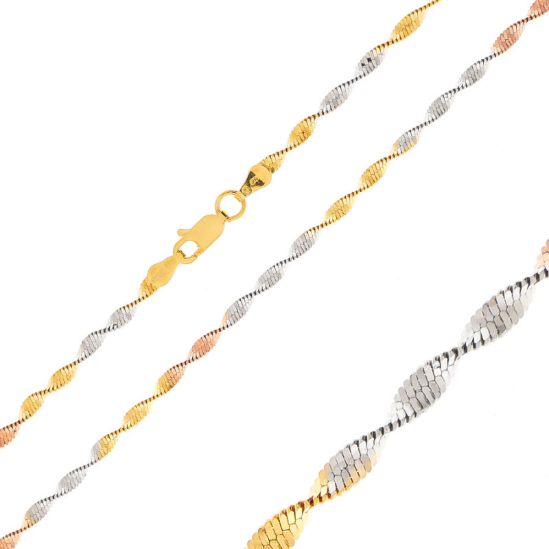 Kombinált ezüst lánc - Fonott minta, szélessége 2,5 mm | Argento-ekszer.hu