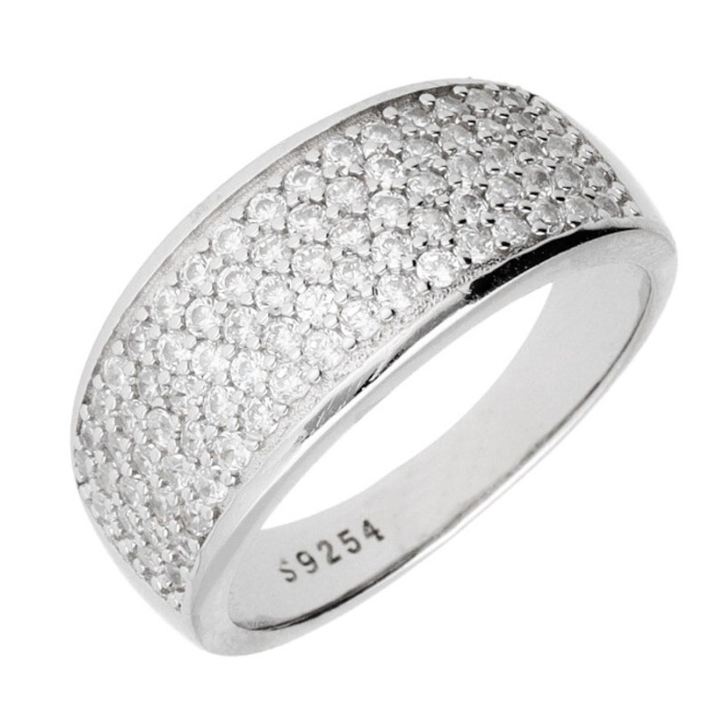 Ezüst gyűrű - átlátszó kerek cirkóniák | Argento-ekszer.hu