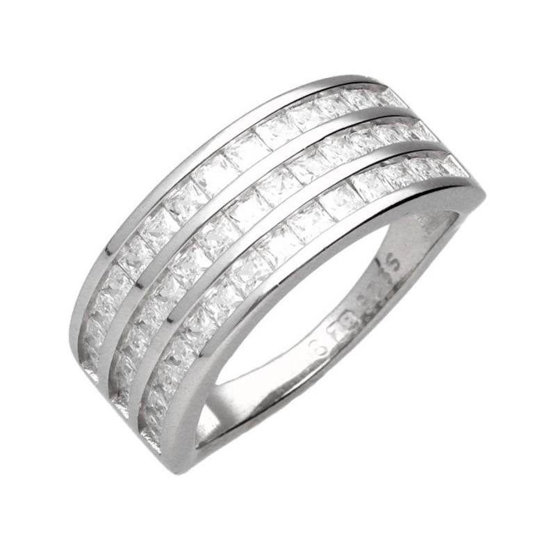 Ezüst gyűrű - átlátszó kerek cirkóniák | Argento-ekszer.hu