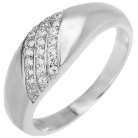 Ezüst gyűrű - átlátszó kerek cirkóniák | Argento-ekszer.hu