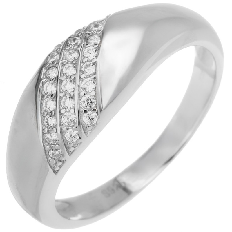 Ezüst gyűrű - átlátszó kerek cirkóniák | Argento-ekszer.hu