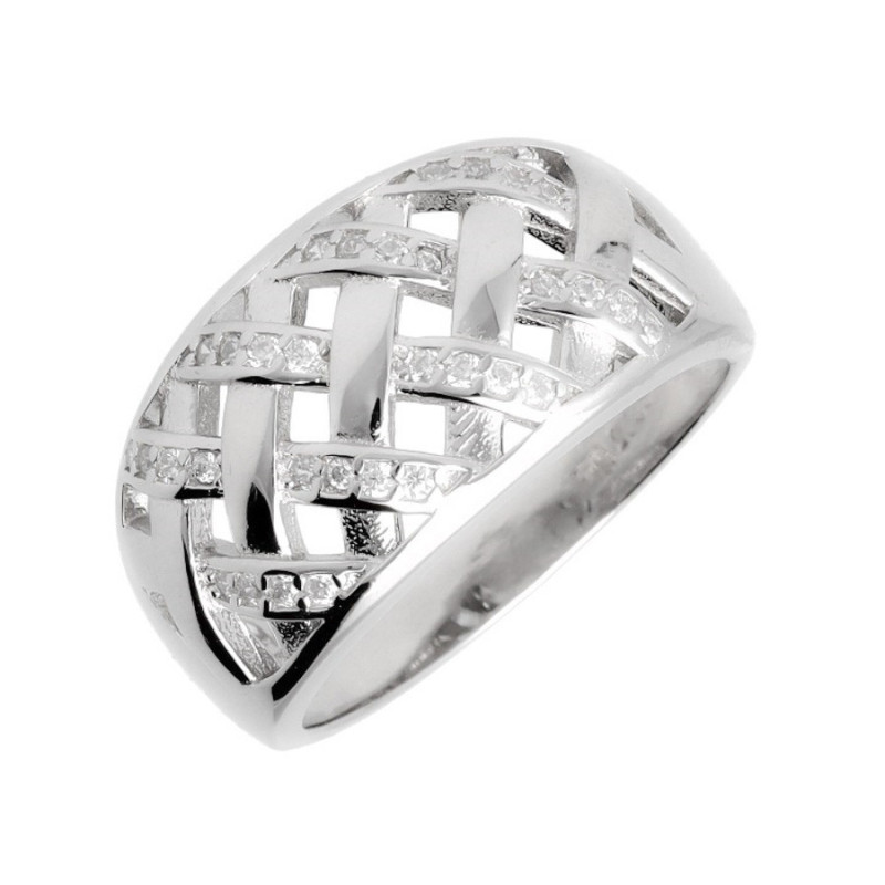 Ezüst gyűrű - átlátszó kerek cirkóniák | Argento-ekszer.hu