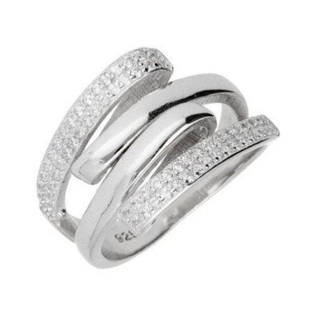 Ezüst gyűrű - átlátszó kerek cirkóniák | Argento-ekszer.hu