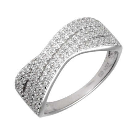 Ezüst gyűrű - átlátszó kerek cirkóniák | Argento-ekszer.hu