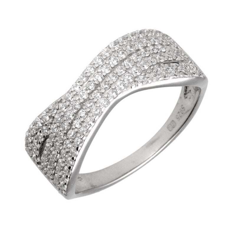 Ezüst gyűrű - átlátszó kerek cirkóniák | Argento-ekszer.hu