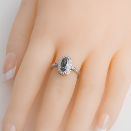 Ezüst gyűrű - ovális cirkónia Vitrail Light, átlátszó kerek cirkóniák | Argento-ekszer.hu