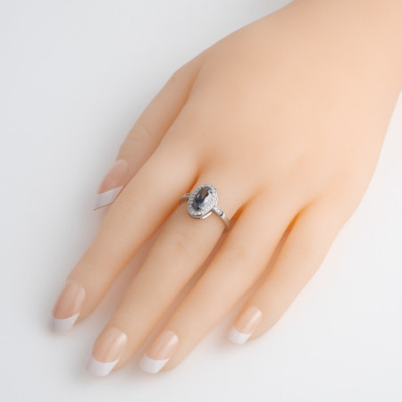 Ezüst gyűrű - ovális cirkónia Vitrail Light, átlátszó kerek cirkóniák | Argento-ekszer.hu