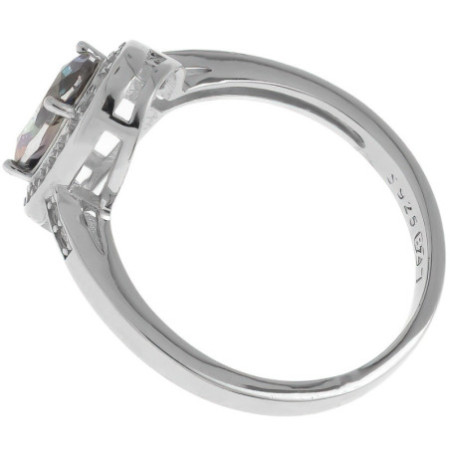 Ezüst gyűrű - ovális cirkónia Vitrail Light, átlátszó kerek cirkóniák | Argento-ekszer.hu