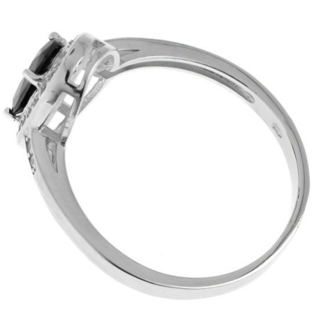 Ezüst gyűrű - átlátszó kerek cirkóniák, fekete ovális cirkónia | Argento-ekszer.hu