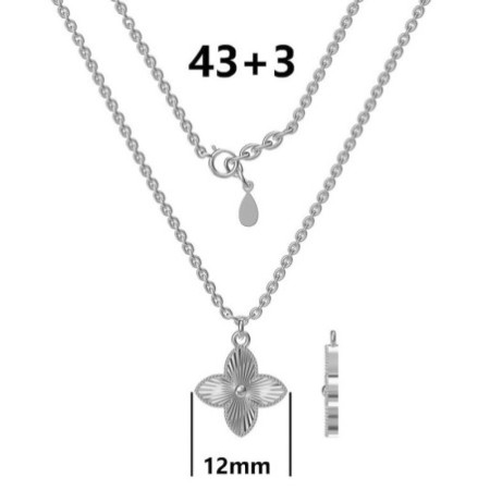 Ezüst nyaklánc - négylevelű lóhere, hossza 43 - 46 cm | Argento-ekszer.hu