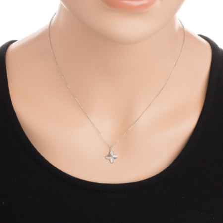 Ezüst nyaklánc - négylevelű lóhere, hossza 43 - 46 cm | Argento-ekszer.hu