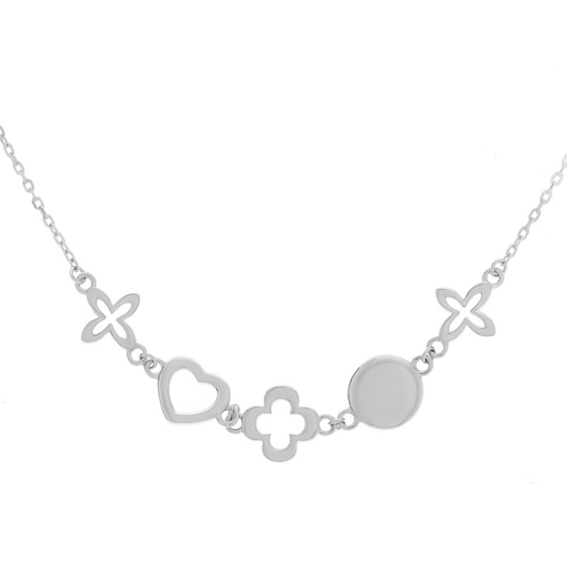 Ezüst nyaklánc - négylevelű lóhere, hossza 43 - 46 cm | Argento-ekszer.hu