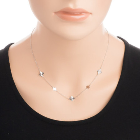 Ezüst nyaklánc - négylevelű lóhere, hossza 43 - 46 cm | Argento-ekszer.hu