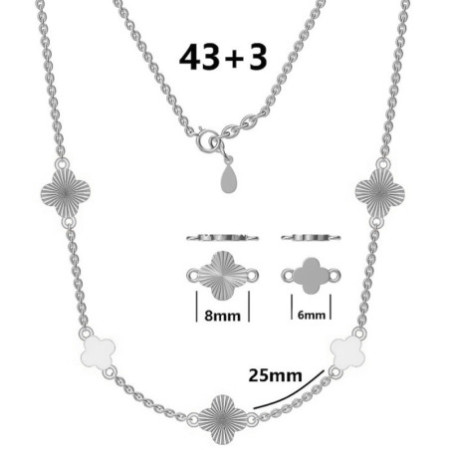 Ezüst nyaklánc - négylevelű lóhere, hossza 43 - 46 cm | Argento-ekszer.hu