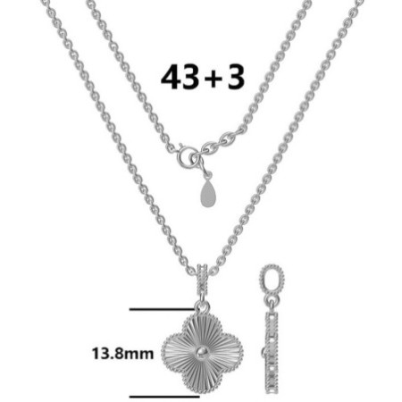 Ezüst nyaklánc - négylevelű lóhere, hossza 43 - 46 cm | Argento-ekszer.hu