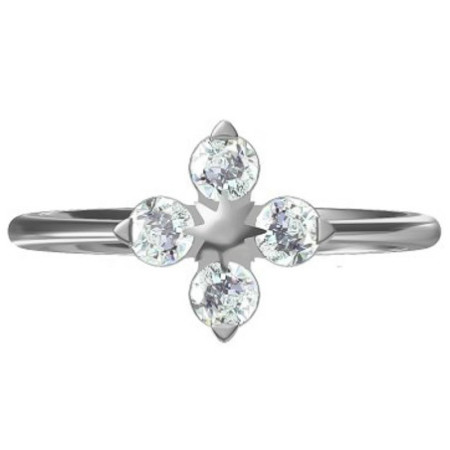 Ezüst gyűrű - négylevelű lóhere, átlátszó kerek cirkóniák | Argento-ekszer.hu