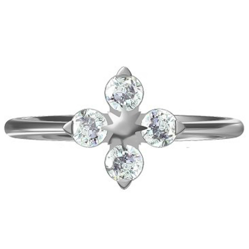 Ezüst gyűrű - négylevelű lóhere, átlátszó kerek cirkóniák | Argento-ekszer.hu