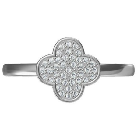 Ezüst gyűrű - négylevelű lóhere, átlátszó kerek cirkóniák | Argento-ekszer.hu