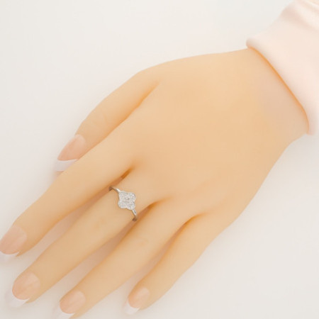 Ezüst gyűrű - négylevelű lóhere, átlátszó kerek cirkóniák | Argento-ekszer.hu