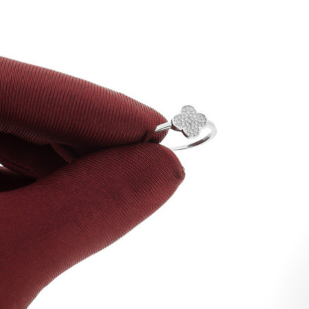 Ezüst gyűrű - négylevelű lóhere, átlátszó kerek cirkóniák | Argento-ekszer.hu