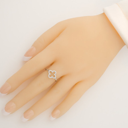 Ezüst gyűrű - négylevelű lóhere, átlátszó kerek cirkóniák | Argento-ekszer.hu