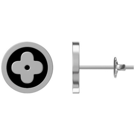 Ezüst fülbevaló - négylevelű lóhere, fekete  máz | Argento-ekszer.hu