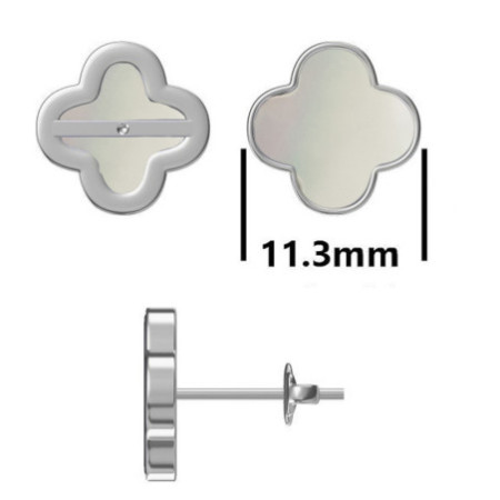 Ezüst fülbevaló - négylevelű lóhere, fehér  gyöngyház | Argento-ekszer.hu