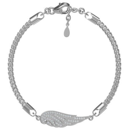 Ezüst karkötő - angyalszárny, átlátszó kerek cirkóniák | Argento-ekszer.hu