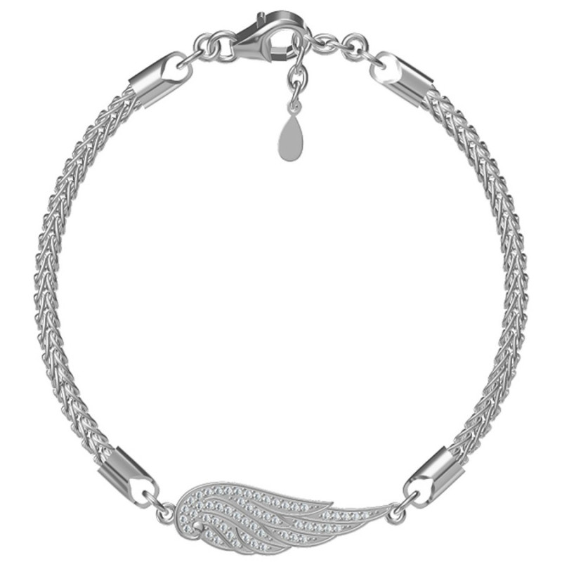 Ezüst karkötő - angyalszárny, átlátszó kerek cirkóniák | Argento-ekszer.hu