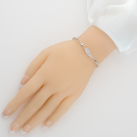 Ezüst karkötő - angyalszárny, átlátszó kerek cirkóniák | Argento-ekszer.hu