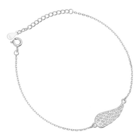 Ezüst karkötő - angyalszárny, Rolo minta, átlátszó kerek cirkóniák, hossza 16 - 19 cm | Argento-ekszer.hu