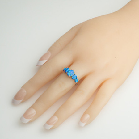 Ezüst gyűrű - kék ovális szintetikus opálok | Argento-ekszer.hu