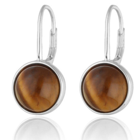 Ezüst fülbevaló - természetes tigrisszem | Argento-ekszer.hu